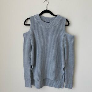 French Connection Gray Crew Neck Sweater with Ribbed Texture